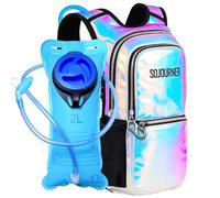 SoJourner Bags Rave Hydration Pack Backpack - 2L Water Bladder Included For Festivals, Raves, Hiking, Biking, Climbing, Running And More One Size Holographic - Blue