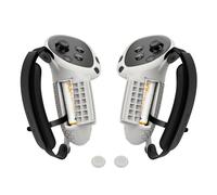 SoJumpvr Upgraded Controller Grips Cover Compatible with Meta/Oculus Quest 3 Accessories, Silicone Hand Grip Protector with Battery Opening Cover and Knuckle Straps with Sponge (White-Gray)