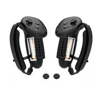 SoJumpvr Upgraded Controller Grips Cover Compatible with Meta/Oculus Quest 3 Accessories, with Battery Opening Protector and Knuckle Straps with Sponge (Black)