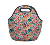 Sok It LunchTote Zippered Bag Insulated Neoprene Caddy (Abstract Floral, Large 4.5 Quart Lunch Tote)