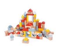 SOKA 100 pcs Wooden Building Blocks Neutral Coloured Shape Bricks Construction Developmental Stacking Sensory Toy Set for Kids Toddlers Children Boy Girl Ages 12 Months +