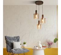 Mocha Metal and Amber Glass Multi-Drop Pendant mocha