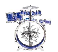 SOKA® Big Band Rockstar Drums & Cymbal Kit With Stool - 5 PC Realistic Design Bass Snare Tom Drum Kit Musical Instrument Percussion Toy for Children Junior Toddlers Kids Boys - Blue