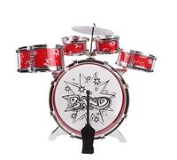 SOKA® Big Band Rockstar Drums & Cymbal Kit With Stool - 5 PC Realistic Design Bass Snare Tom Drum Kit Musical Instrument Percussion Toy for Children Junior Toddlers Kids Boys - Red