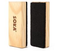 SOKA Chalkboard Premium Wool Felt Eraser with Solid-Wood Handle Campus Style Cleaner Blackboard Whiteboard School Office Kitchen Homeschooling for Teachers Kids Children Girls Boys