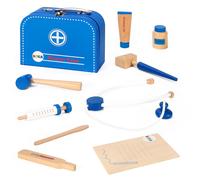 SOKA 10 pcs Wooden Doctor Sets with Portable Medical Carry Case Blue