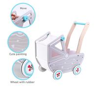 SOKA Dolls Pram Push & Pull Walking Wagon Toy Pretend Play Activity Walker 3 +