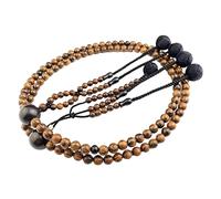 Soka Gakkai SGI Japan Nichiren Rosary Funerary Ritual Sacrifice Religious Rites Beads Juzu Natural Lined Wood Beads with Ebony Prayer Mala