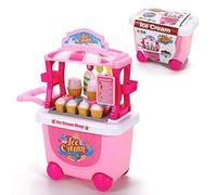 SOKA® Ice Cream Trolley Shop Cart Age 3+ for Children - 27 Pcs Ice Cream Parlour Pretend Food Play Set for Kid's Activity & Early Development Education - Gift for Boys Girls