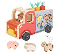 SOKA Kids Wooden Farm Truck with Animals & Farmer - Montessori Educational Toy for Toddlers, Wooden Tractor Role Play Playset for Boys & Girls Ages 18 months +