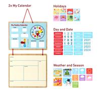 SOKA My Family Calendar Magnetic Wooden Weather Board Wall Mount - Educational Toy Teach Your Child Time Date Week Month Year Weather Holiday Seasons Gift for Kids Girls Boys 3 year old +