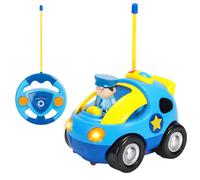 SOKA My First Remote Controlled Racing Car for Toddlers with Sound and Light Toy Car RC Birthday Gift Present Police Racer for Kids Children Boys Girls - Light Blue