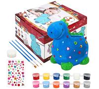 SOKA Paint Your Own Dinosaur Money Bank Arts & Crafts Kit Piggy Bank DIY Fun Creative Stationery Easy to Decorate Ceramic Craft Activity - Gift for Girls and Boys of Any Age