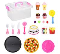SOKA Pizza, Ice Cream & Cake Pretend Play Toy Set Food Playset for Kids Children Girls Boys 23PCS Complete Set Role Play Early Educational Development for Birthday Christmas 3+