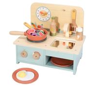 SOKA Tabletop 18pc Wooden Tabletop Kitchen Cooking Set Interactive Pretend Role Playset Early Developmental Kitchen Miniature Educational Preschool Learning Toy for Children Kids Girls Ages 3 year +