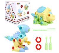 SOKA Take Apart Assemble Your Own DIY Dinosaur Toy Construction Set - Puzzle Building Toy Dinosaurs for Kids Boys Girls aged 3 4 5 6 Years - Blue/Yellow
