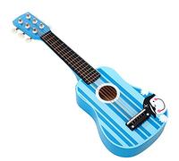SOKA Wooden Blue Striped Guitar Musical Instrument Pretend Play Music Toy Interactive Role Play Game Early Developmental Gift for Children Toddler Kids Boys Girls Ages 3 year old +