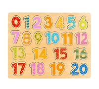SOKA Wooden Jigsaw Number Puzzle Peg Board Toy Early Educational Preschool Learning Age 3+ Shape Sorter Games 1-20 Bright Colored Wood Pieces for Kids Children Girls Boys +