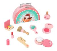 SOKA Wooden Make Up Toy Set Pretend Play Vanity Beauty Cosmetic Make Up Kit with Cute Case Makeover Role Play Games for Kids Children Little Girls Ages 3 year old +