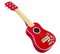 SOKA Wooden Red Guitar Musical Instrument Pretend Play Music Toy Interactive Role Play Game Early Developmental Gift for Children Toddler Kids Boys Girls Ages 3 year old +