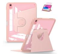 Soke New Rotating Case for iPad 10th Generation 10.9-Inch 2022 with Pencil Holder - 360 Degree Rotate Stand Protective Case with Clear Back & Smart Sleep/Wake Cover - Rose Gold