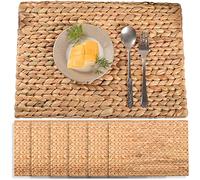 SOKFARM Rectangle Placemats for Dining Table, Water Hyacinth Wicker Placemats, Placemats for Rectangle Table, Woven Placemats, Seagrass Placemats , Table Mats 17''x12'' Set 6