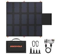 SOKIOVOLA - 100W 20V Foldable Portable Solar Charger with QC3.0 USB-A & Type C Output, IP68 Waterproof for Cell Phones, Tablets, Camera, Camping, Caravan, Hiking, Travel,
