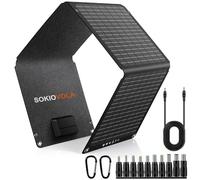 SOKIOVOLA 30W Foldable Solar Panel Charger ETFE Solar Panel with DC USB-C and USB-A IP68 Waterproof for Small Power Station Mobile Phones RV Travel Outdoor Camping