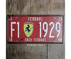 Sokomurg Retro Vintage Funny 6x12 inch Indoor F1 ENZO Ferrari 1929 Metal Tin Sign Garage License Plate Kitchen Decor Bar Pub Club Cafe Home Restaurant Wall Decor Art Sign Post Gifts for Man(1-rw-2)