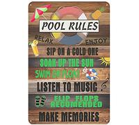 Sokomurg Retro Vintage Funny 8x12 inch Pool Rules Metal Tin Sign Swimming Pool Warning Notice Bar Pub Club Cafe Home Restaurant Wall Decor Art Sign
