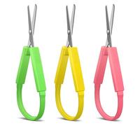Sokoweii Loop Scissors for Toddlers, 5 Inch Adaptive Design, Right and Lefty Support, Easy-Open Squeeze Handles 3 Pcs