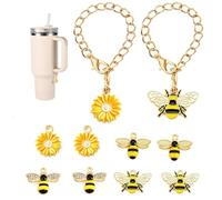 SOKPEWWM MATOSS Flower Bee Water Bottle Accessories Charm Compatible with Stanley Cup 30 oz & 40 oz Handle, Personalized Name ID Plate Tag Charm for Simple Modern Tumblers, S, Metal, metal