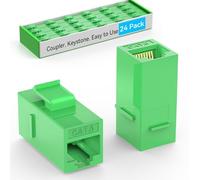 Sokqovt CAT6 RJ45 Keystone Coupler (24 Pack), Cat6 Keystone Jack Female to Female, Cat 6 Inline Keystone Jacks for Wall Plate & Patch Panel, RJ45 Ethernet Coupler Green