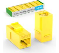 Sokqovt CAT6 RJ45 Keystone Coupler (24 Pack), Cat6 Keystone Jack Female to Female, Cat 6 Inline Keystone Jacks for Wall Plate & Patch Panel, RJ45 Ethernet Coupler Yellow