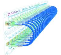 Sokqovt Cat6a Patch Cables Slim 2ft (24 Pack), Flexible Cat6 Ethernet Cable 10G 550MHZ, 28AWG Pure Copper Cat6 for Network Cabinet, Blue