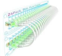 Sokqovt Cat6a Patch Cables Slim 2ft (24 Pack), Flexible Cat6 Ethernet Patch Cable 10G 550MHZ, 28AWG Pure Copper Cat6 Patch Cable for Network Cabinet, Cat 6 Patch Cable White