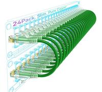 Sokqovt Cat6a Patch Cables Slim 2ft (24 Pack), Flexible Ethernet Cable 10G 550MHZ, 28AWG Pure Copper Cat6 for Network Cabinet, Green