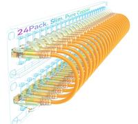 Sokqovt Cat6a Patch Cables Slim 2ft (24 Pack), Flexible Ethernet Cable 10G 550MHZ, 28AWG Pure Copper Cat6 for Network Cabinet, Orange