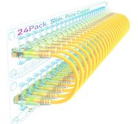 Sokqovt Cat6a Patch Cables Slim 2ft (24 Pack), Flexible Ethernet Cable 10G 550MHZ, 28AWG Pure Copper Cat6 for Network Cabinet, Yellow