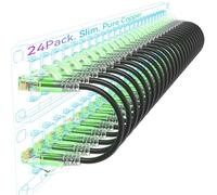 Sokqovt Cat6a Patch Cables Slim 2ft (24 Pack), Flexible Ethernet Cable 10G 550MHZ, 28AWG Pure Copper Cat6 for Network Cabinet, Black