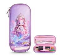 SOKT 3D Pencil Case Compass with Compartments, School Supply Organizer for Students, Stationery Box, Cosmetic Zip Pouch Bag Pencil Case Box Return Gifts for Kids, Purple, 22 x 9 x 4.5 cm