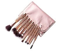SOKTDO 10 Piece Rhinestone Makeup Brushes Set, Essentials Makeup Brushes Foundation Powder Concealers Eye Shadows Professional Beauty Cosmetic Brushes With Bag