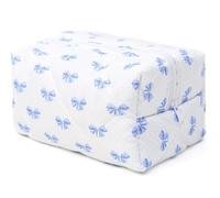 SOKTDO Bow Pencil Case Cute Quilted Bow Y2k Makeup Bag Small Pouch Cosmetic Bag Toiletry Organizer Bag(Blue)