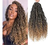 SOKU 5 Packs Boho Faux Locs Crochets Hair 45cm Goddess Locs Crochet Traids Synthétique Pre-boucle Locs Doux River Locs avec des poils bouclés Extension pour les femmes