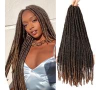 SOKU Long Straight Faux Locs Crochet Hair 5 Packs/Pack Dreadlocks 26" Crochet Braids Soft Ombre Brown Synthetic Dreadlocks Hair Extensions