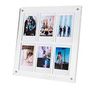 The Happy Frame Clear Acrylic Floating 8x8 Frame with Polaroid Instax Collage frame insert, Multi-Functional Free-Standing and Magnetic for Refrigerator