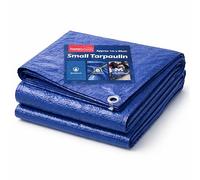 SOL 1 Meter Small Tarpaulin Waterproof Heavy Duty 1m x 0.85m 110 GSM Plastic Sheet Tarp 4x Corner Eyelets Multipurpose Weather Resistant Cover Protective Sheet Outdoor Garden Camping DIY Use