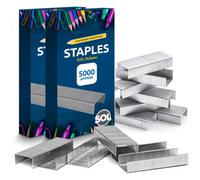 SOL 10000Pk Staples 266 Standard Size Durable Steel Anti Jam Compatible With Standard Staplers For Office Home School Paper Binding