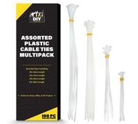 Sol 100Pk Assorted White Cable Ties 10-30Cm Length, Small Cable Ties & Long Cable Ties, Zip Ties Self-Locking Tie Wraps, Heavy Dut