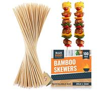 SOL 100pk Bamboo Skewers 30cm - Wooden BBQ Skewers for Grilling & Kebab Sticks, Ideal for Parties, Strong Wooden for Kebab, Food Presentation & DIY Crafts